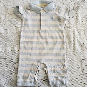 Chaps polo onesie, blue and white striped